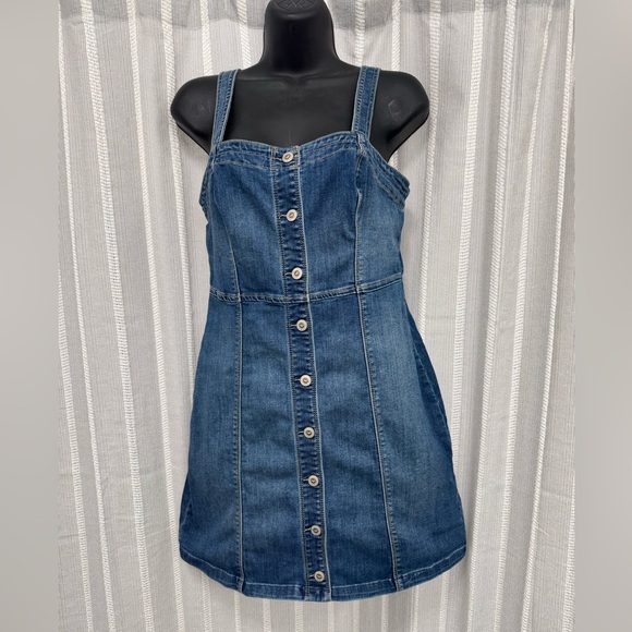 Hollister Dresses & Skirts - Hollister Blue Denim Mini Dress with Adjustable Straps‎ Size S